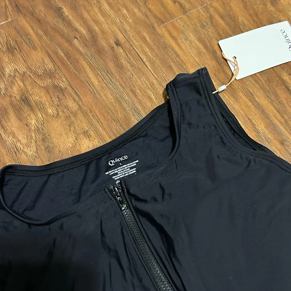 Quince Italian Zip-Front One-Piece Swimsuit in Black Women’s Size Large NWT - Picture 7 of 11